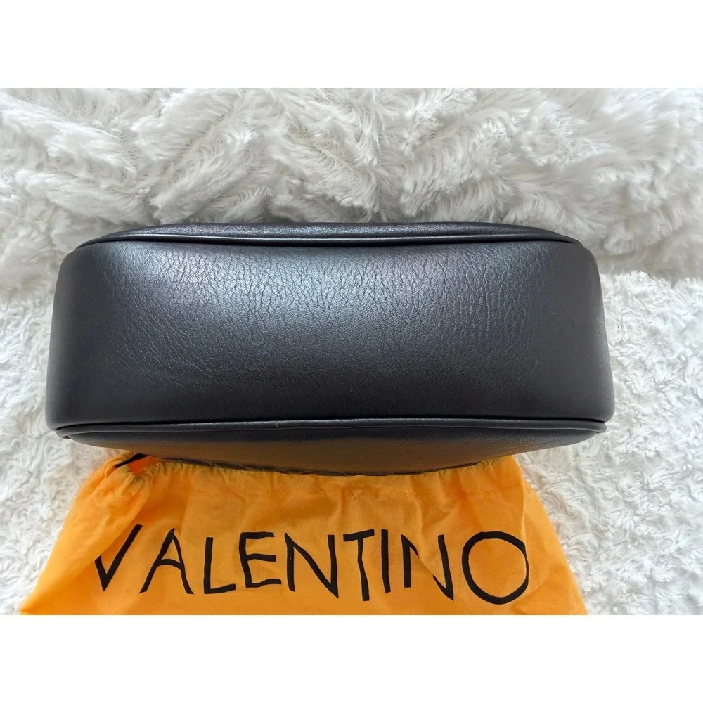 Valentino Camera Bag Womens Small Leather Embossed Logo Black Excellent